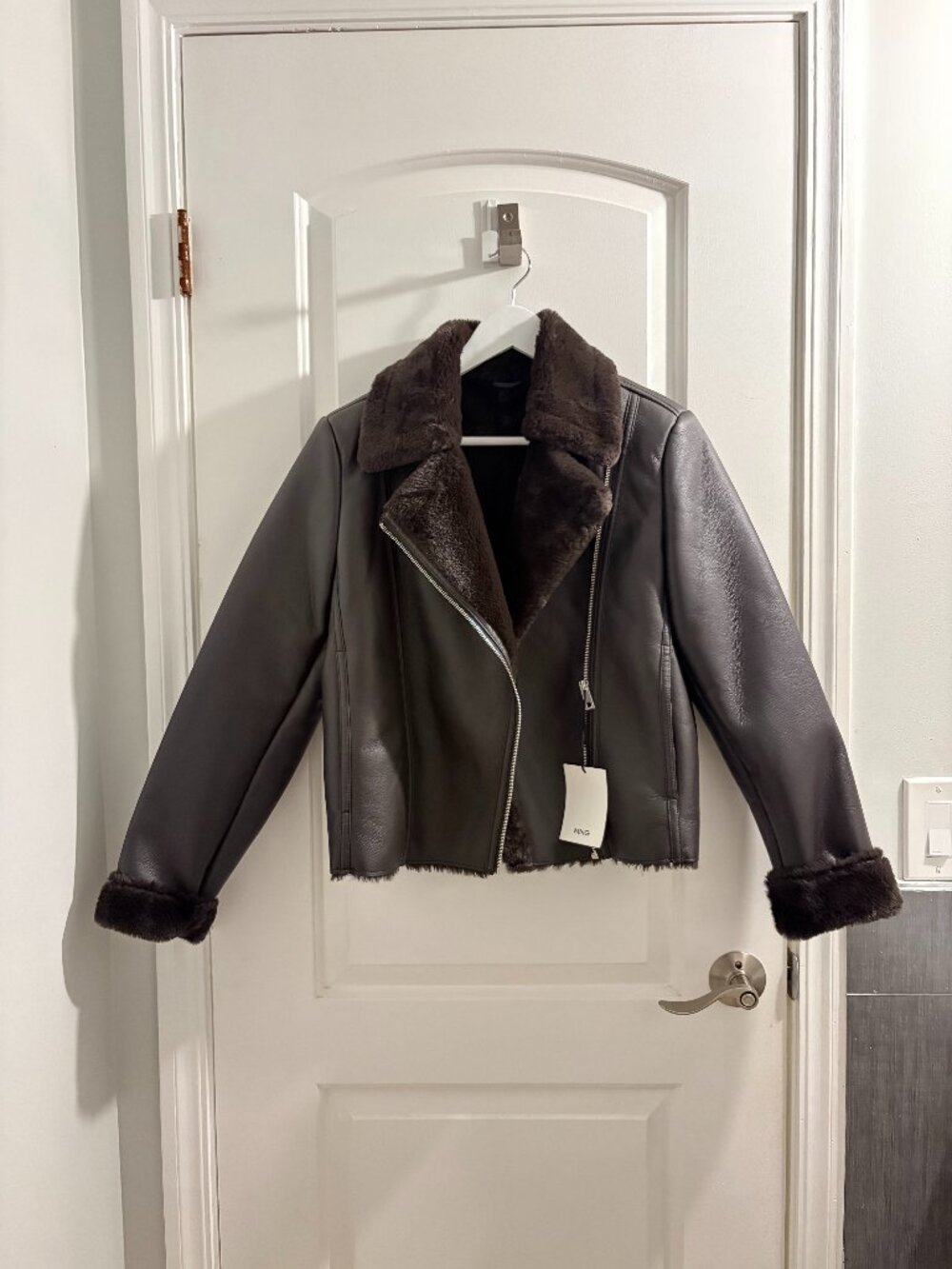 Mango Faux-Fur Biker Jacket